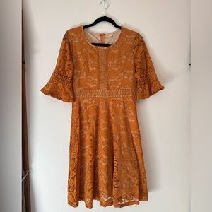 Elegant Orange Lace Dress